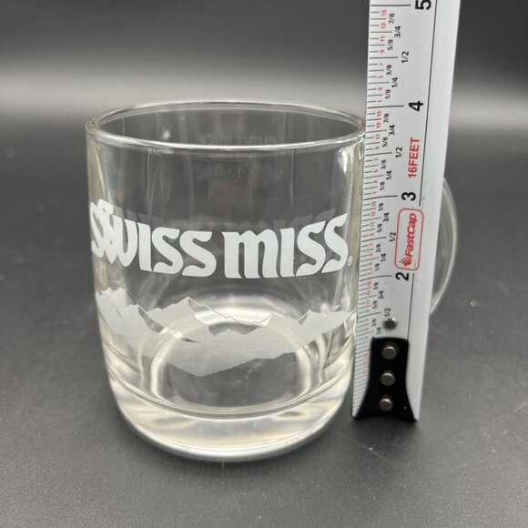 Vintage Swiss Miss Thick Clear Hot Chocolate Promo Heavy Glass Mug Cup Etched - Picture 6 of 8